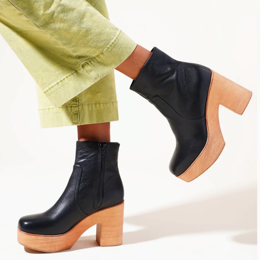 Charlotte Stone Paz Clog Platform Boots in Black